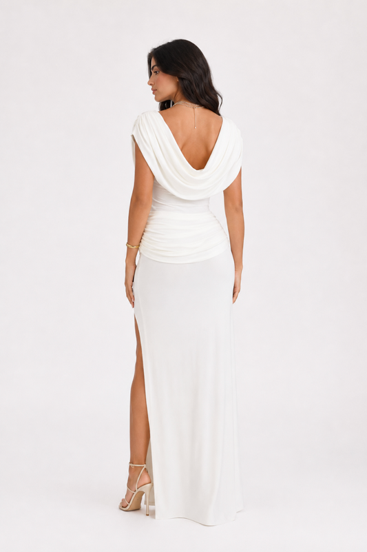 Elara White Maxi Dress