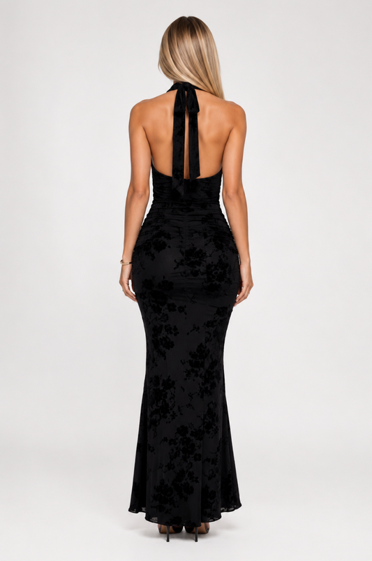 Noir Élise Velvet Maxi Dress
