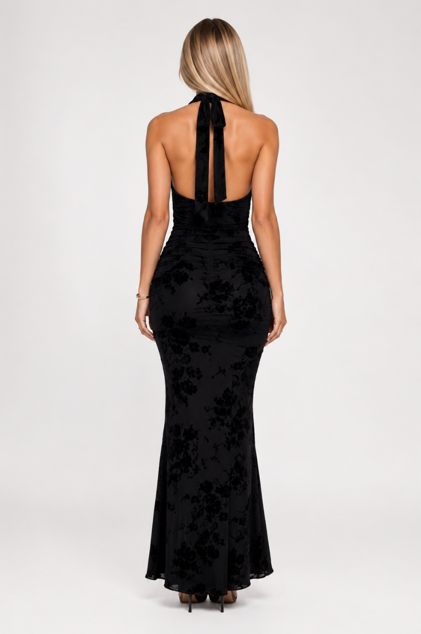 Noir Élise Velvet Maxi Dress