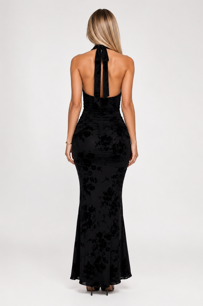 Noir Élise Velvet Maxi Dress