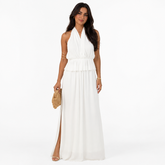 Ayla Ivory Slit Dress