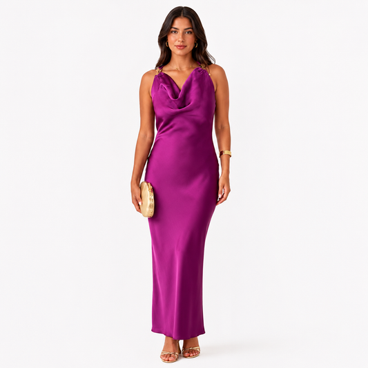Amethyst Satin Maxi Dress