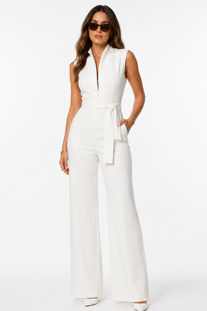 Ivory Tailored Wide Leg Jumpsuit