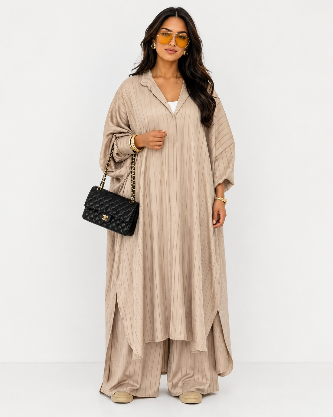 Beige Striped Co-Ord Set
