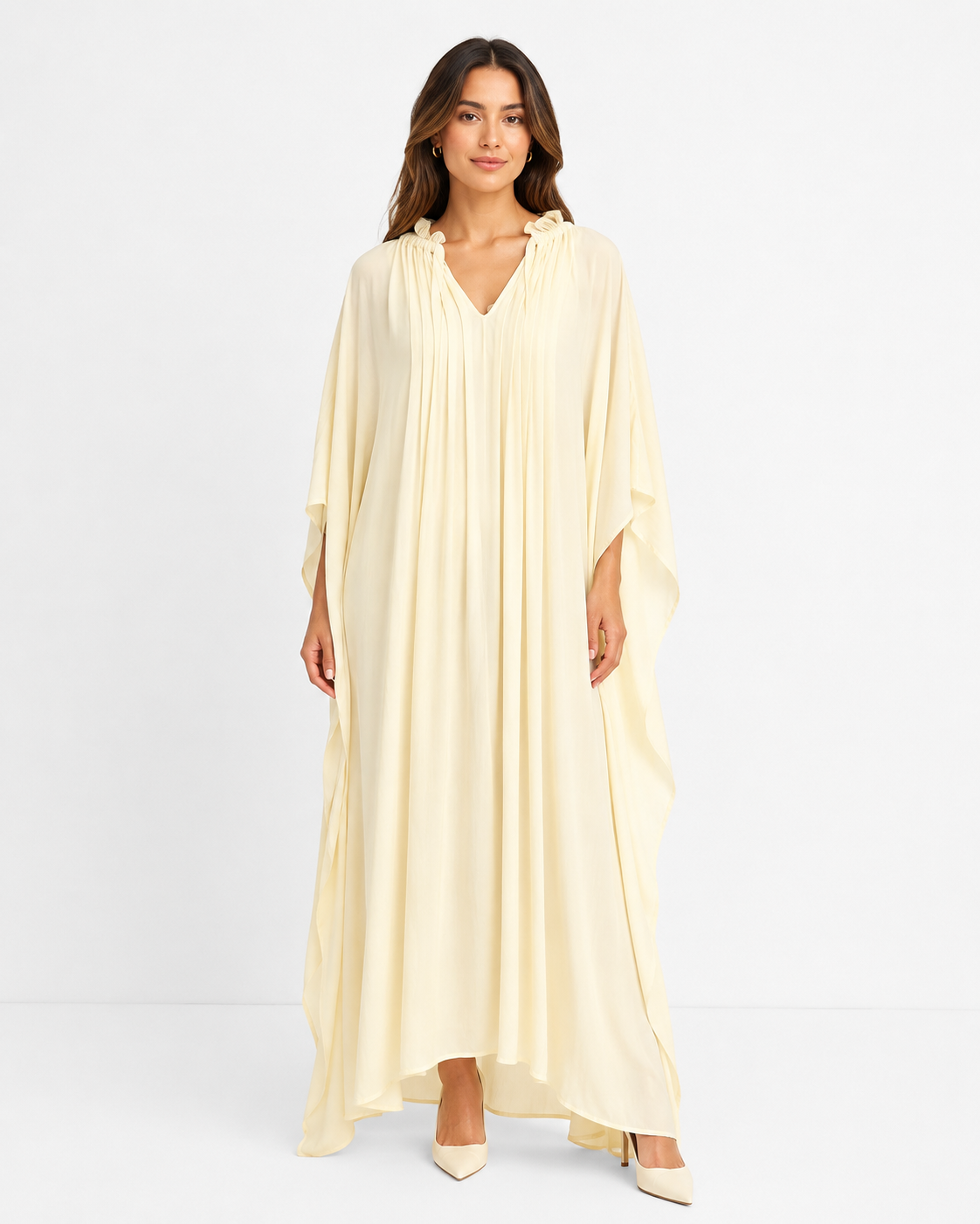 Butter Yellow Flowing Kaftan Dress