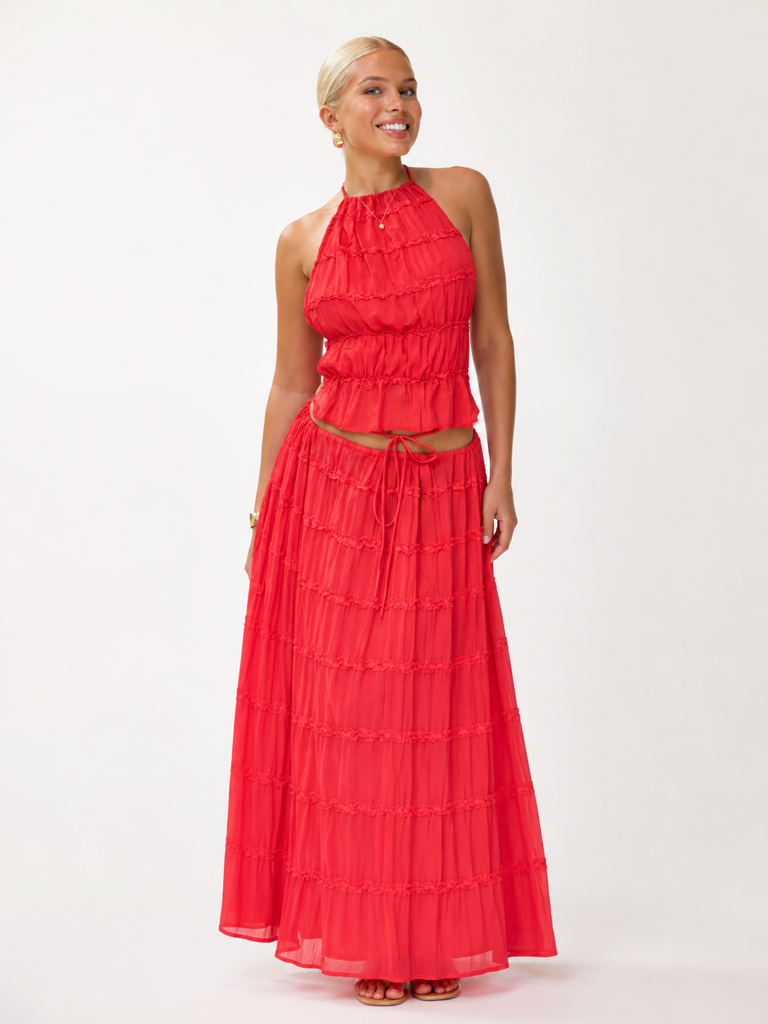 Red Halter Top Set