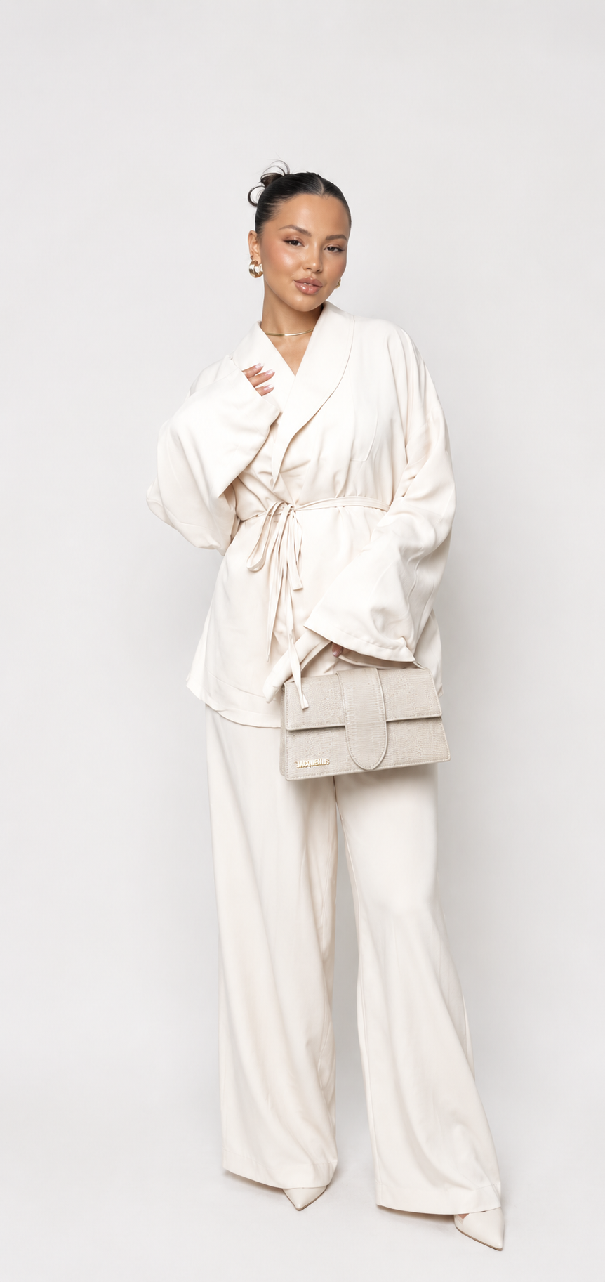 Ivory Satin Look Co-Ord Set