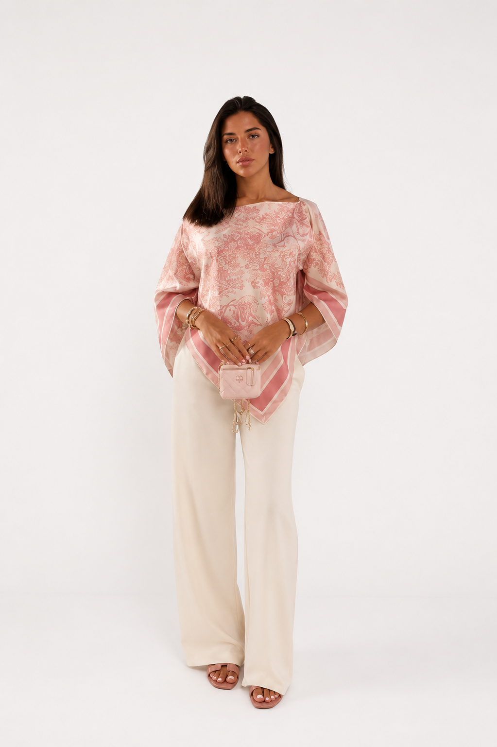 Pink Paisley Poncho Top